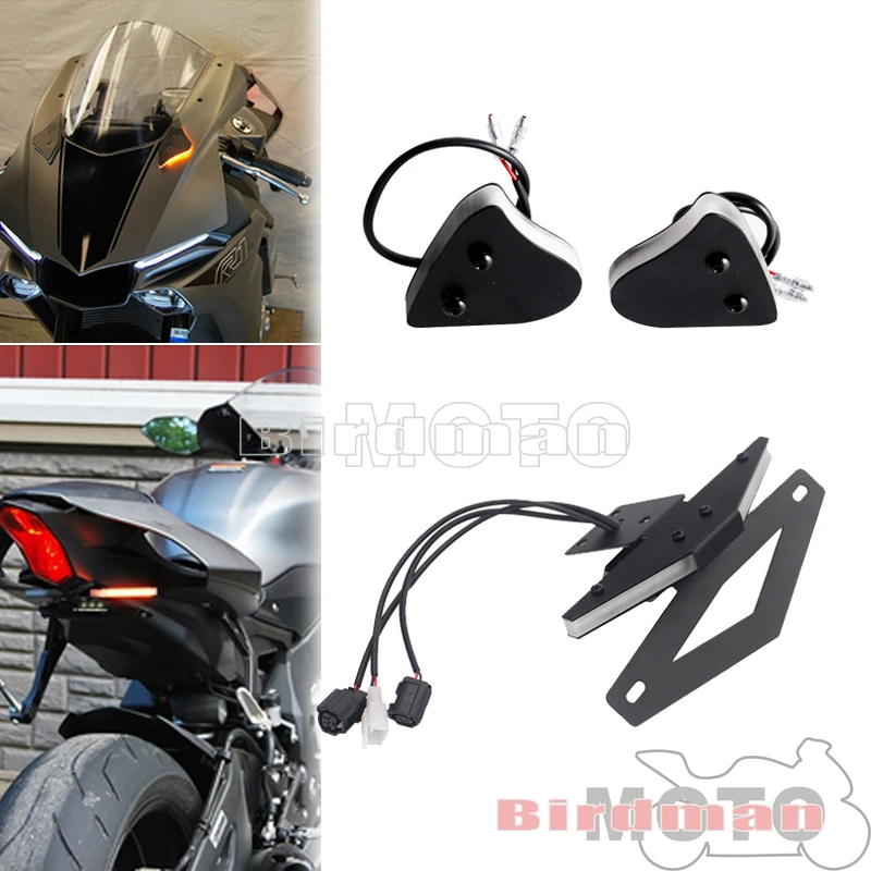 

Front LED Signal Mirror Block Off Light Tail Tidy Fender Eliminator Integarted Kit For Yamaha YZF R1 YZFR1 2015 16 17 18 2019