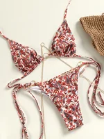 Miyouj 2024 Bathing Suits Triangle Bikinis Printed Swimwear Women's Low Waist Swimsuit Bandage Biquini Set New Two Piece Suits