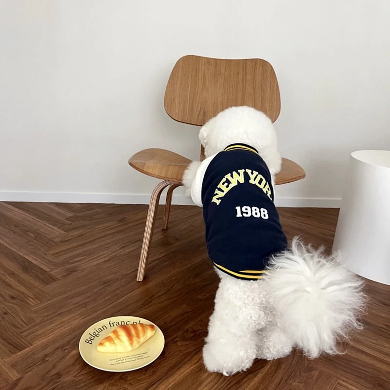 Puppy Sports Sweatshirt Letter Printed Dog Clothes Pet Baseball Clothes Teddy Winter Bichon Warm Two Legs