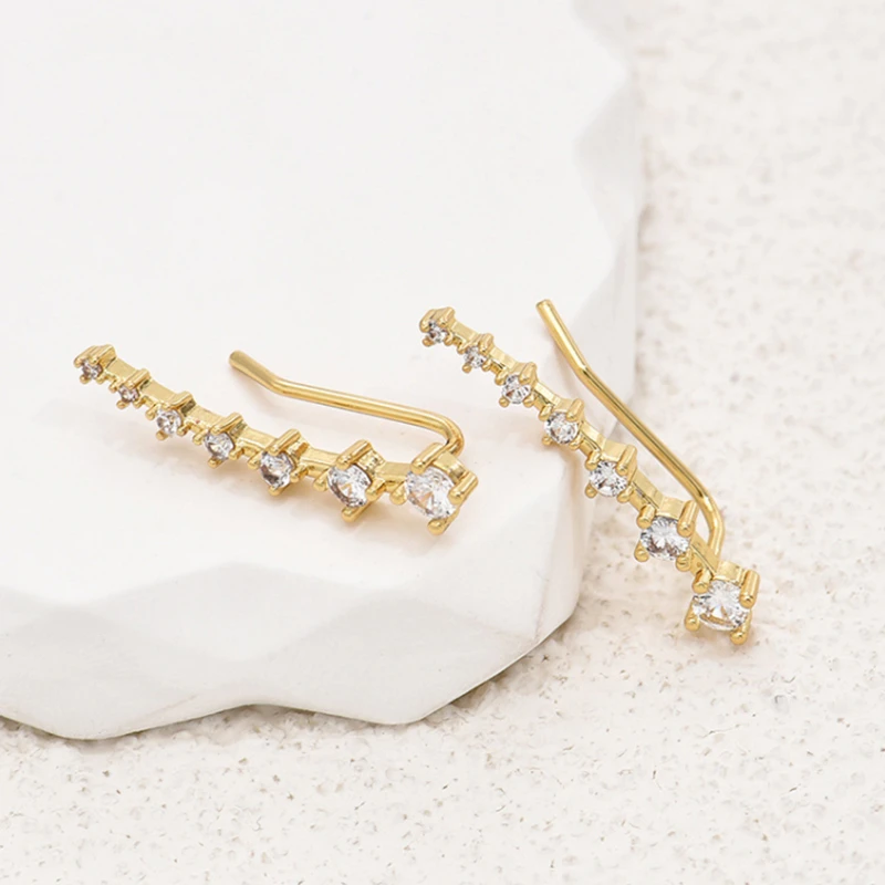 Hoop Earrings FTCY Earring For Women Cartilage 7 Crystals Ear Cuffs Hoop Earrings With Cubic Zirconia CZ Hypoallergenic Piercing Jewelry Ear Clip Earrings Clip Earrings Ear Accessories