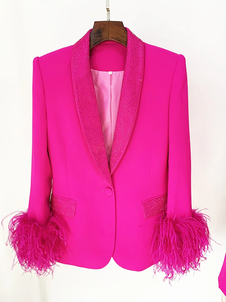 

2023 Spring Brand New Designer Women's High Quality Diamonds Blazers Jackets C840