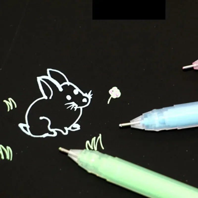 Gel Pens 9Pcs/set 0.6mm White Gold Silver Ink Color Photo Album Gel Pen Stationery Office Cute Scrapbooking Large Capacity Pen for Kids