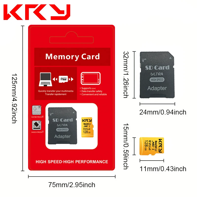 마이크로 메모리 SD TF 카드, SD/TF 플래시 카드, U3 클래스 10, 128GB, 64GB, 32GB, 128GB