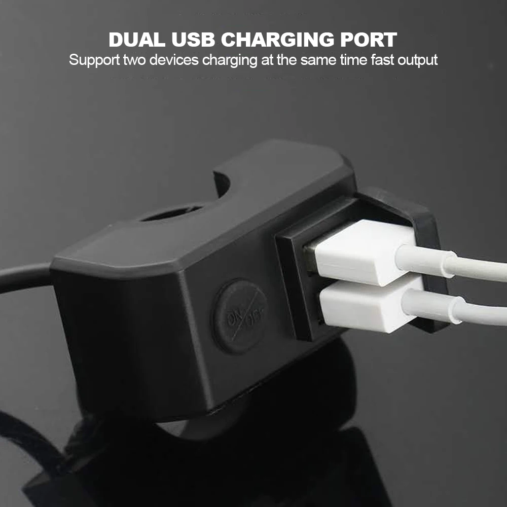 오토바이 핸들바 충전기 2 USB 포트 12V 5V 3A 고속 충전 어댑터 오토바이 액세서리용 전원 공급 소켓
