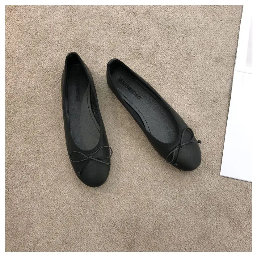 Zapatos De Bailarina Planos Clásicos Para Mujer, Mocasin De Ballet De Punta Redonda Con Lazo, Poco Profundos, Sin Cordon, Talla Grande - AliExprs