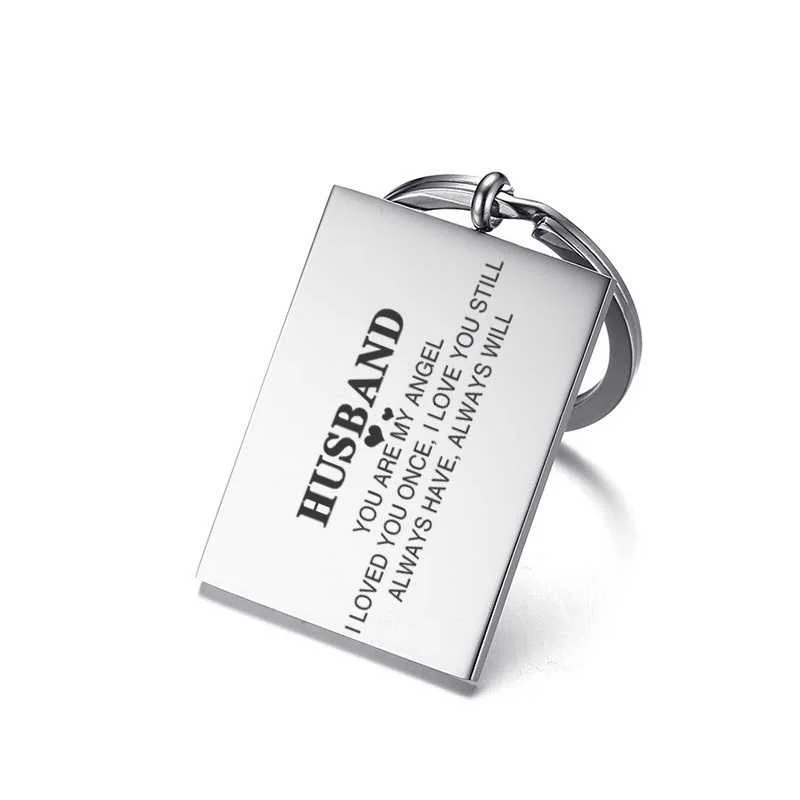 Vnox Herren-Schlüsselanhänger aus Edelstahl mit individueller Gravur „Mein Mann“, Versprechen der Liebe“-Schlüsselanhänger, Valentinstagsgeschenke für Ehemann und Freund – Detail 4
