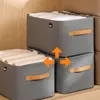 Steel Ring Clothes Storage Basket Foldable Storage Box Household Wardrobe Drawer Dust-proof Non-woven Pants Portable Storage Box 1