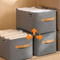 Steel Ring Clothes Storage Basket Foldable Storage Box Household Wardrobe Drawer Dust-proof Non-woven Pants Portable Storage Box 1