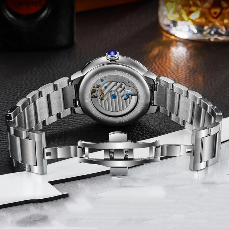 New Luxury Men Mechanical Wristwatches 3ATM Waterproof Automatic Watch Moon Phase Tourbillon Sports Watch for Men Reloj Hombre