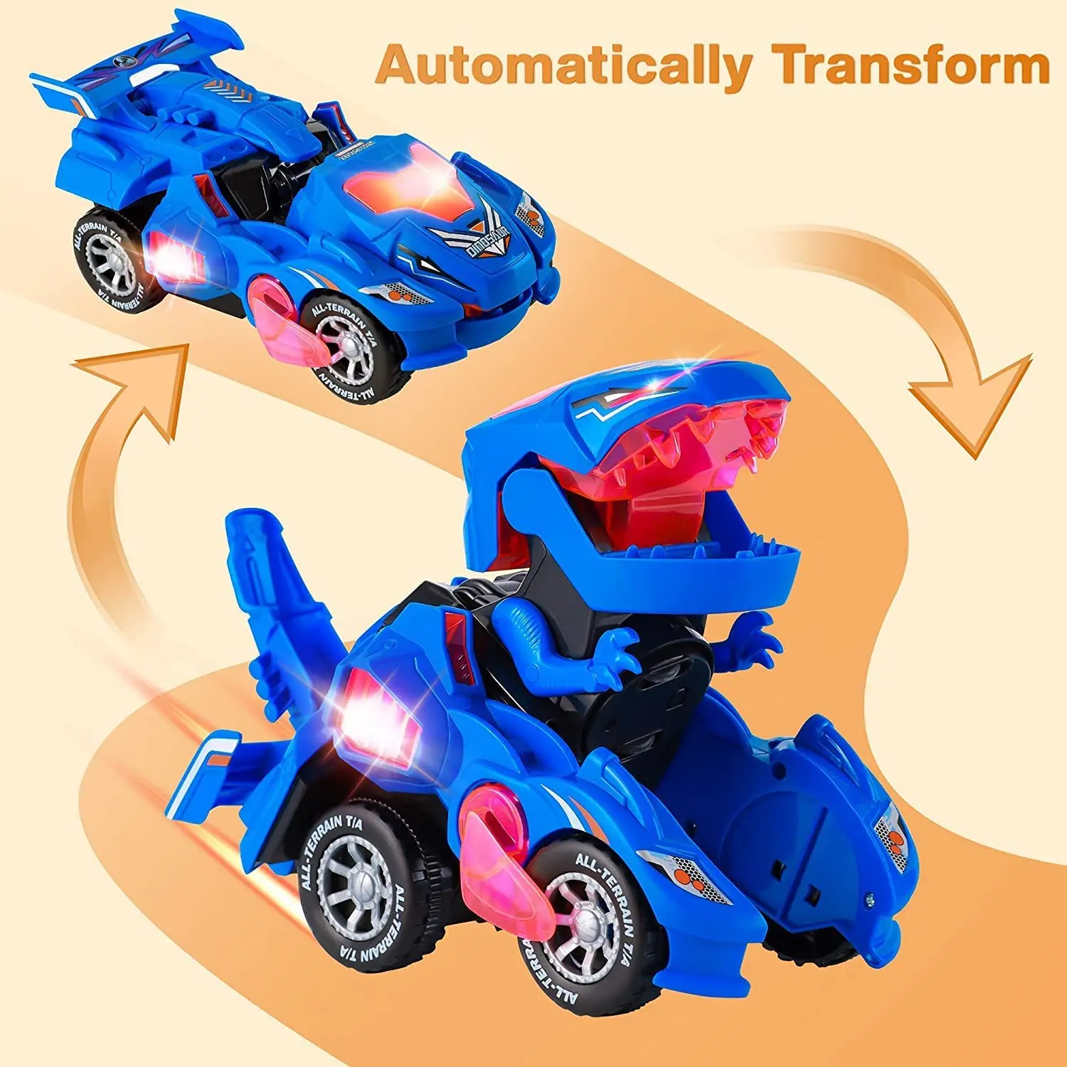 LED Dinosaur Transformation Car Toy Transforming Dinosaur Car Toys 2 in 1 Transformer Dinosaur Toy with Music Light Gift for Kid dinosaur guns toy for boys foam guns game toy with led