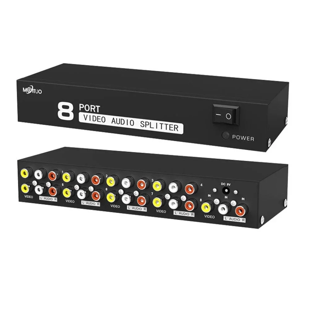 Splitter Av A 4/8 Porte 1 In 4 Out Rca Video Audio Splitter 1X4 1X8 Box 8 Vie Cvbs Rca Video Audio Distributore Splitter Non Switch