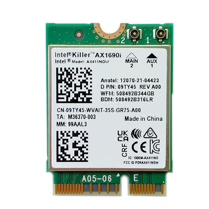 Intel Wifi Ax411ngw Ax411 Assassino 1690i Notebook Construído em Wifi6e Gigabit Assassino Jogo de Rede sem Fio Cartão Ax411 Bluetooth 5.3 - Imagem 6