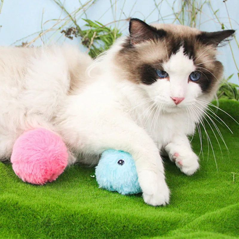 

Smart Cat Toys Interactive Ball Plush Electric Ball Catnip Toy Touch Sounding Pet Products Cat Toys Squeak Toy Ball Cat Supplie