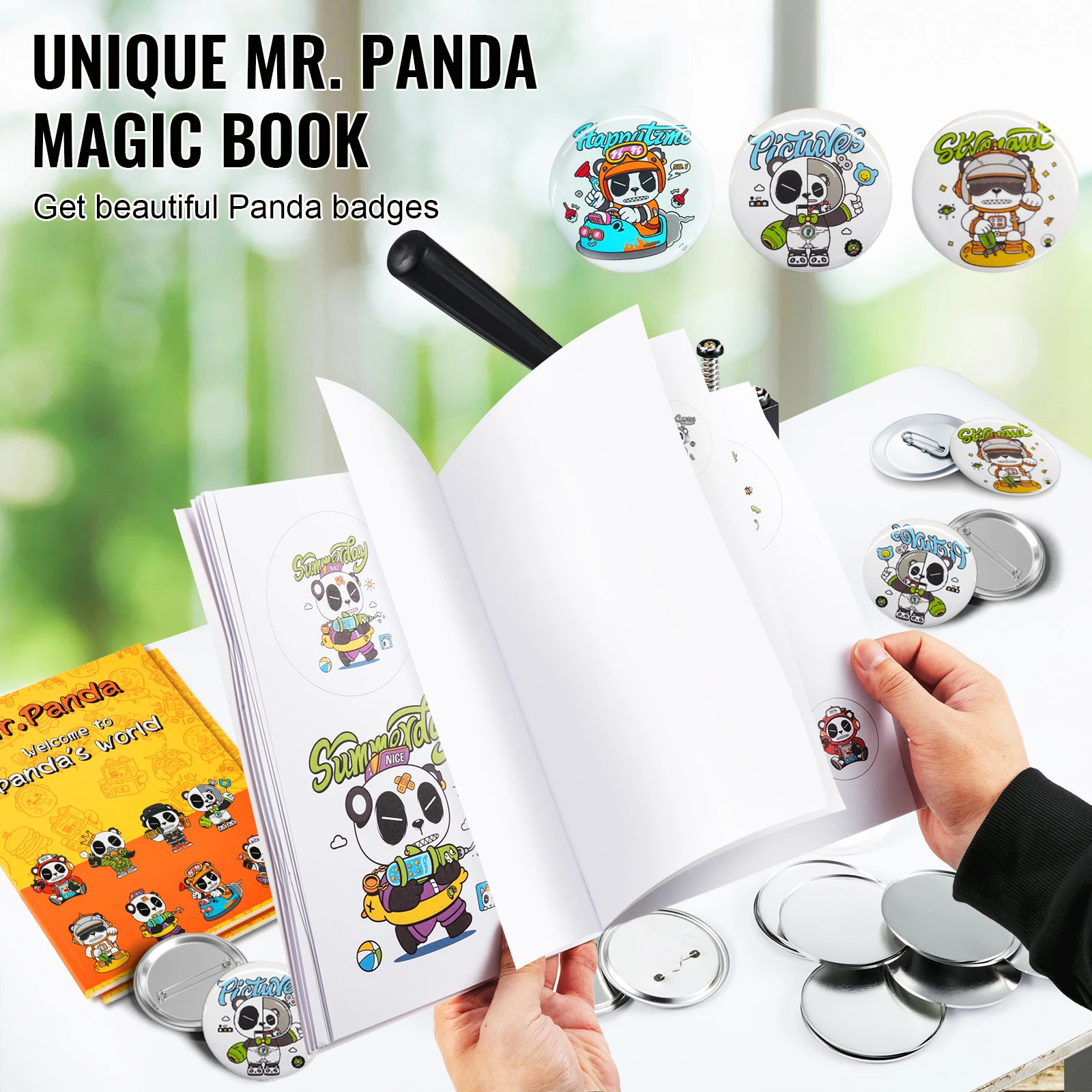 VEVOR Badge Maker Machine 3inch Children Button Punch Press Kit DIY Badge Making Supplies w/500pcs Button Parts & Circle Cutter