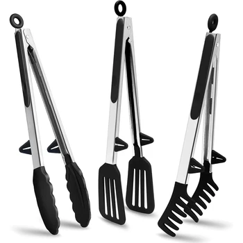 LMETJMA Kitchen Tongs Silicone Food Tongs Non Stick Cooking Serving Tongs For BBQ Salad Steak Pasta Spaghetti Noodles JT302 1