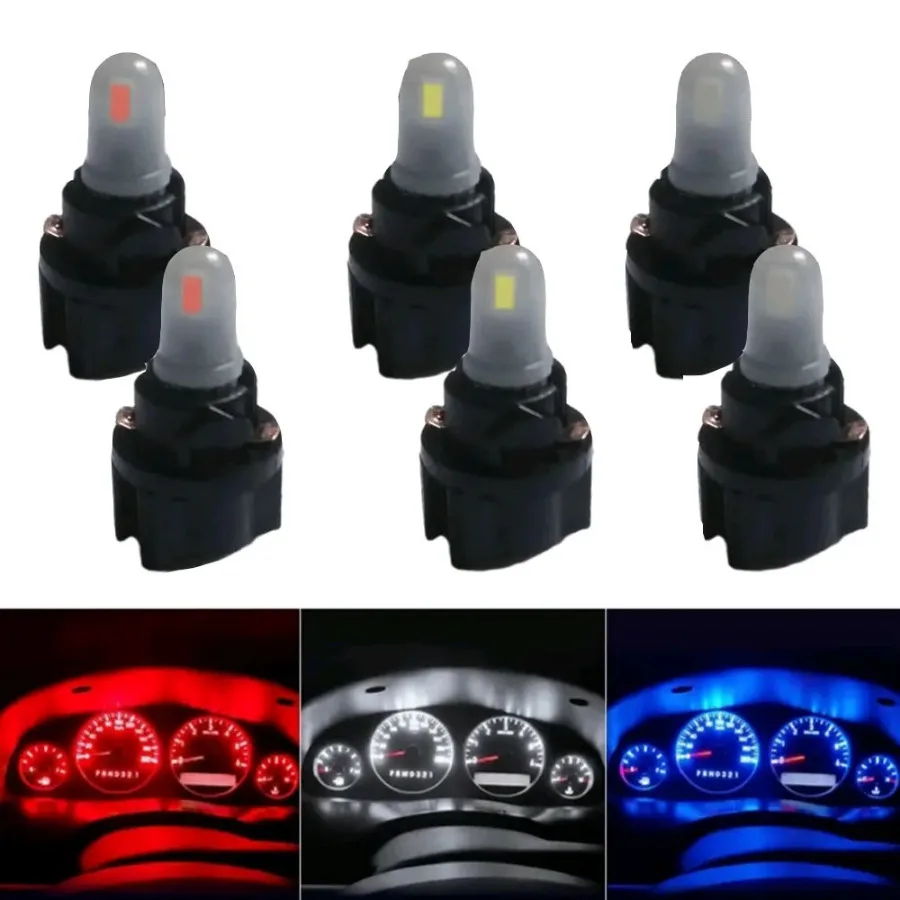 

10x Car 12V 3000K 6000K White Red Ice Blue Lights Auto Panel Lights T5 T6.5 W1.2W LED Bulb Canbus Dashboard Instrument Lighting