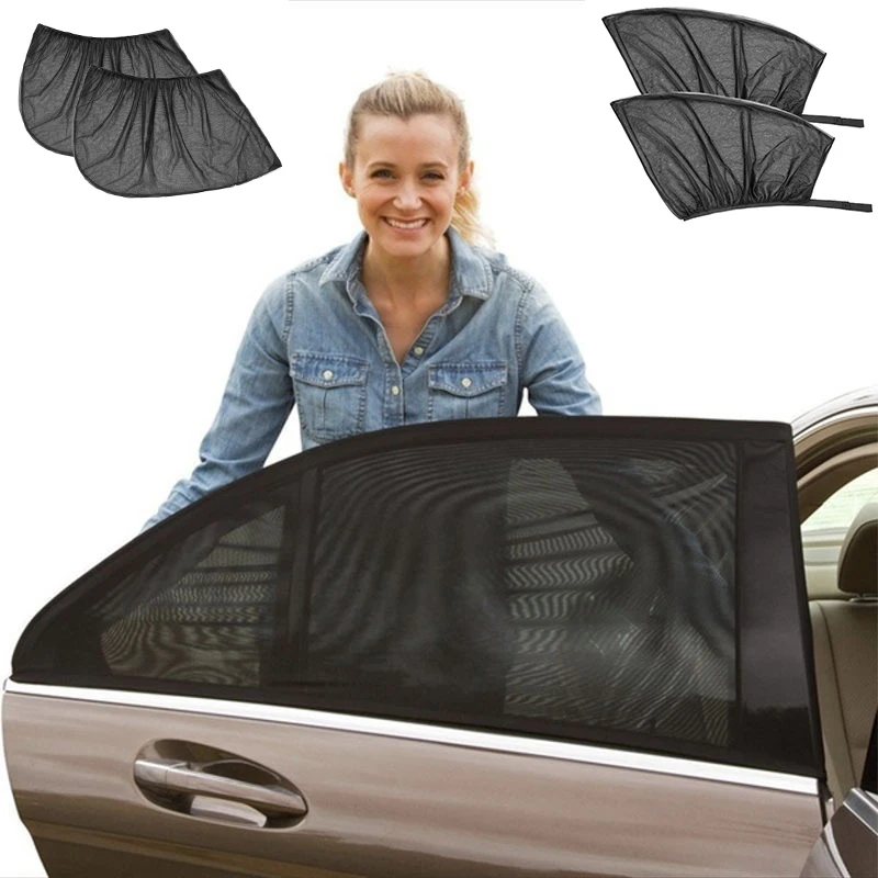 2/4pcs Car Window Screen Door Covers Front/Rear Side Window UV Sunshine
