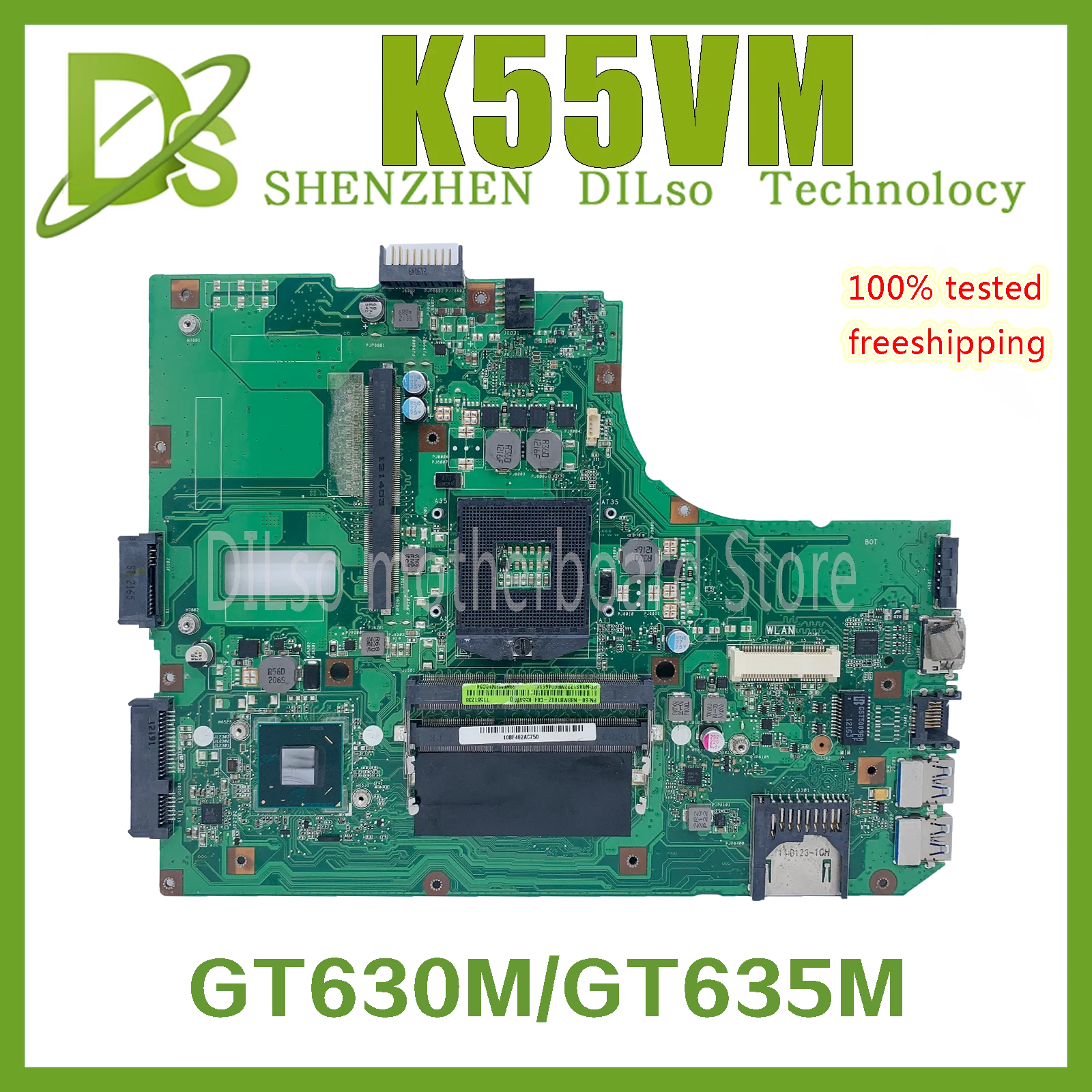 

KEFU K55VM Mainboard For ASUS K55VM K55V K55 K55VJ Laptop Motherboard K55VM PGA 989 GT630M/GT635M 2GB REV 2.2 100% Fully Test