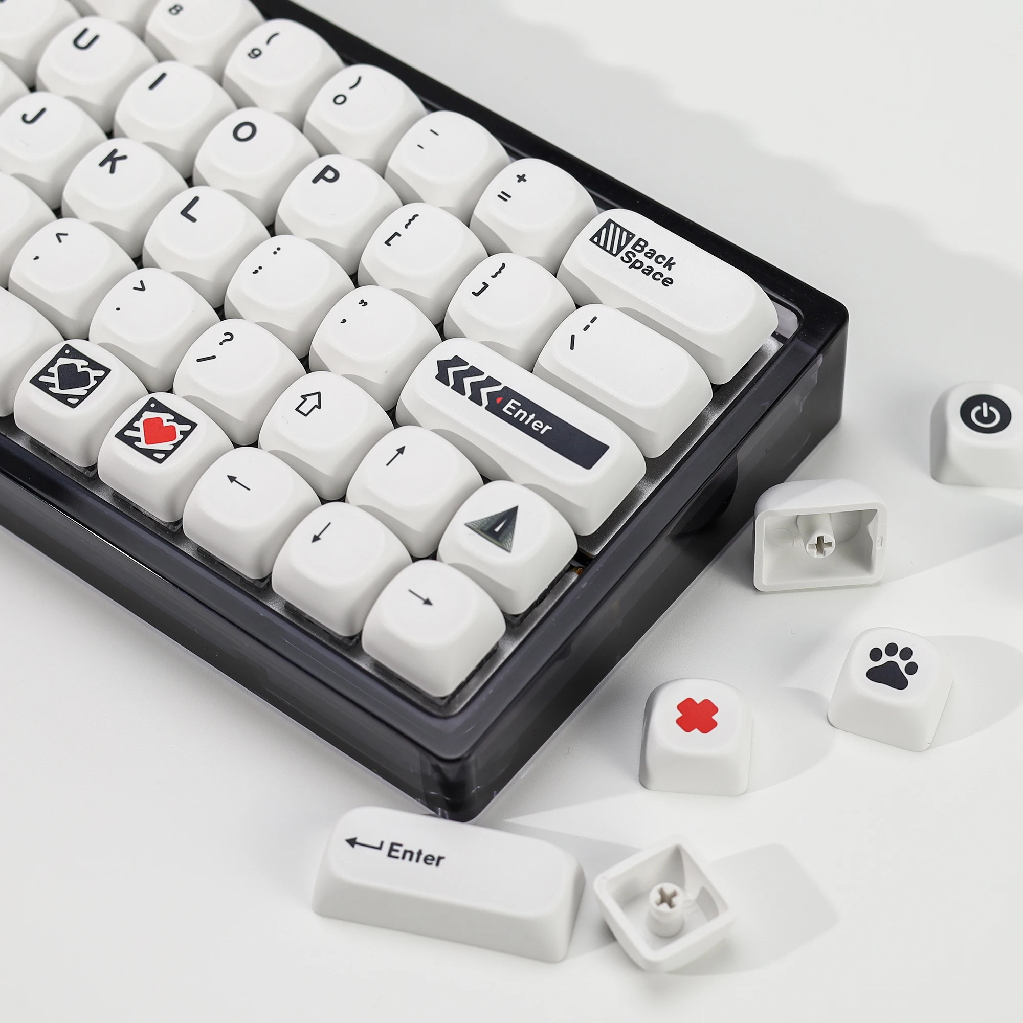 KBDiy GMK 미니멀 키캡 KOA 프로필 화이트 테마 미니멀리스트 스타일 PBT 키캡 체리 MX 스위치 60 기계식 키보드 게임용