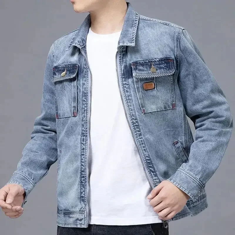 Veste de moto en jean pour homme avec poche