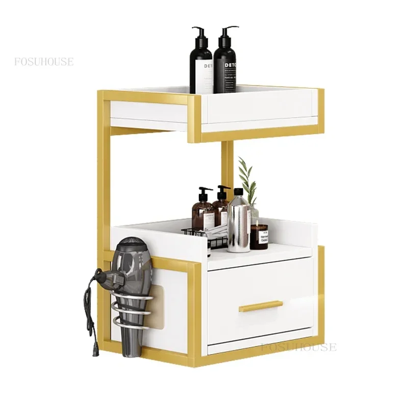 Multi Layer Storage Trolley Wall-mounted Luxury Shop Tool Cabinet Salon Trolleys Hair Salon Special Tool Trolley Wall Storage Hair Cutting Cabinet