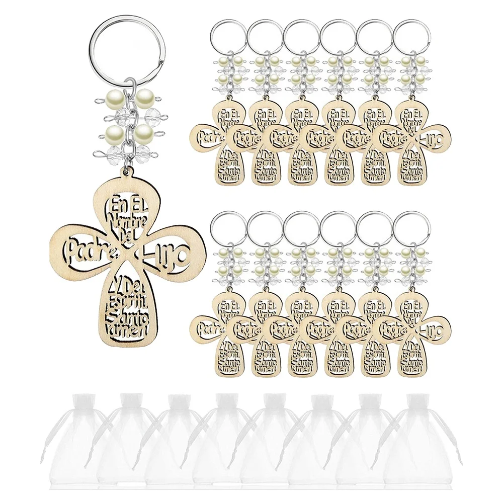 

20Pcs Baptism Favor Keychain Key Ring with Bag for First Communion