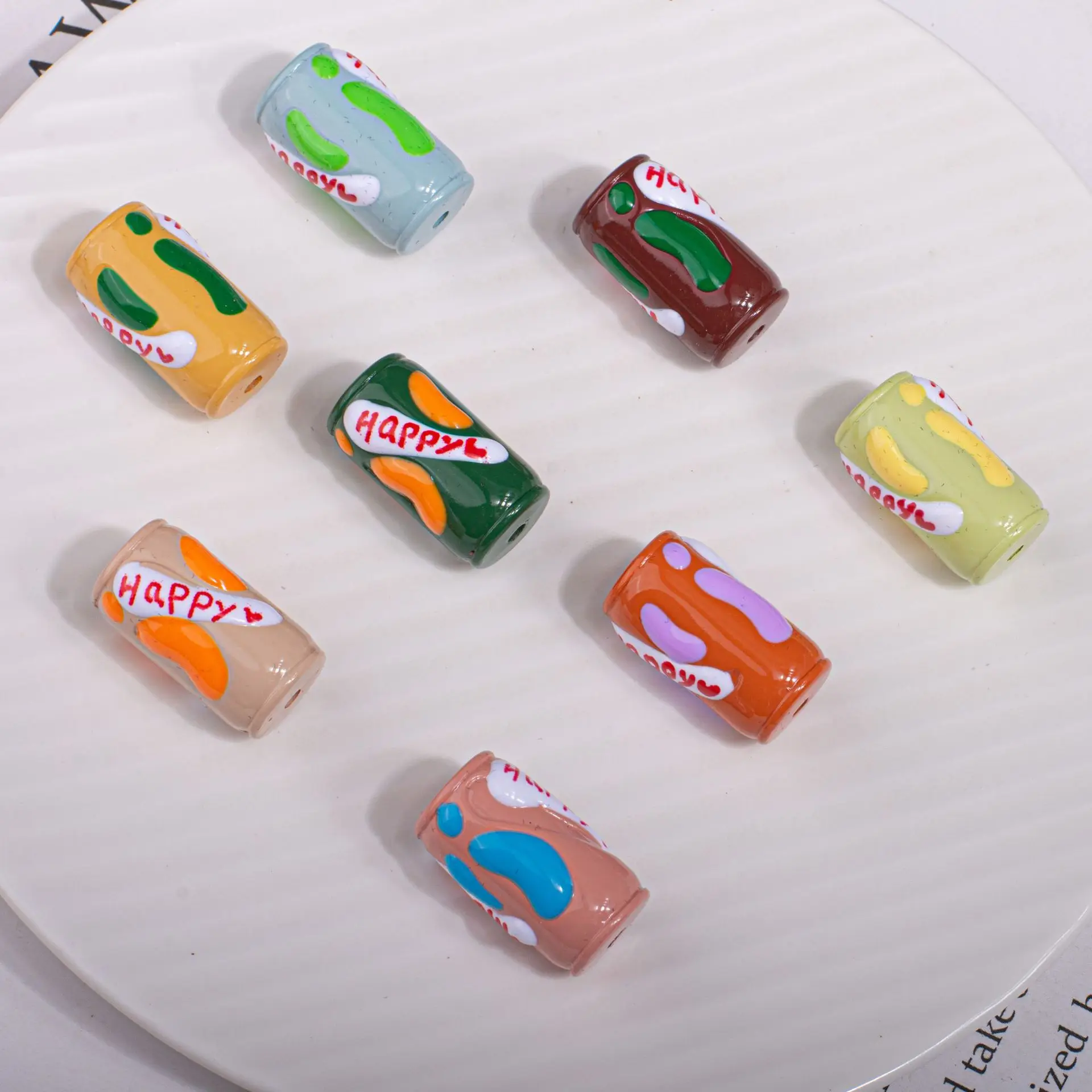 

New Simulation Oil Drop Colorful Drink Bottle with Happy Letters Jewelry Beads Fit DIY Bracelet Necklace Earring 40pcs 26*14mm