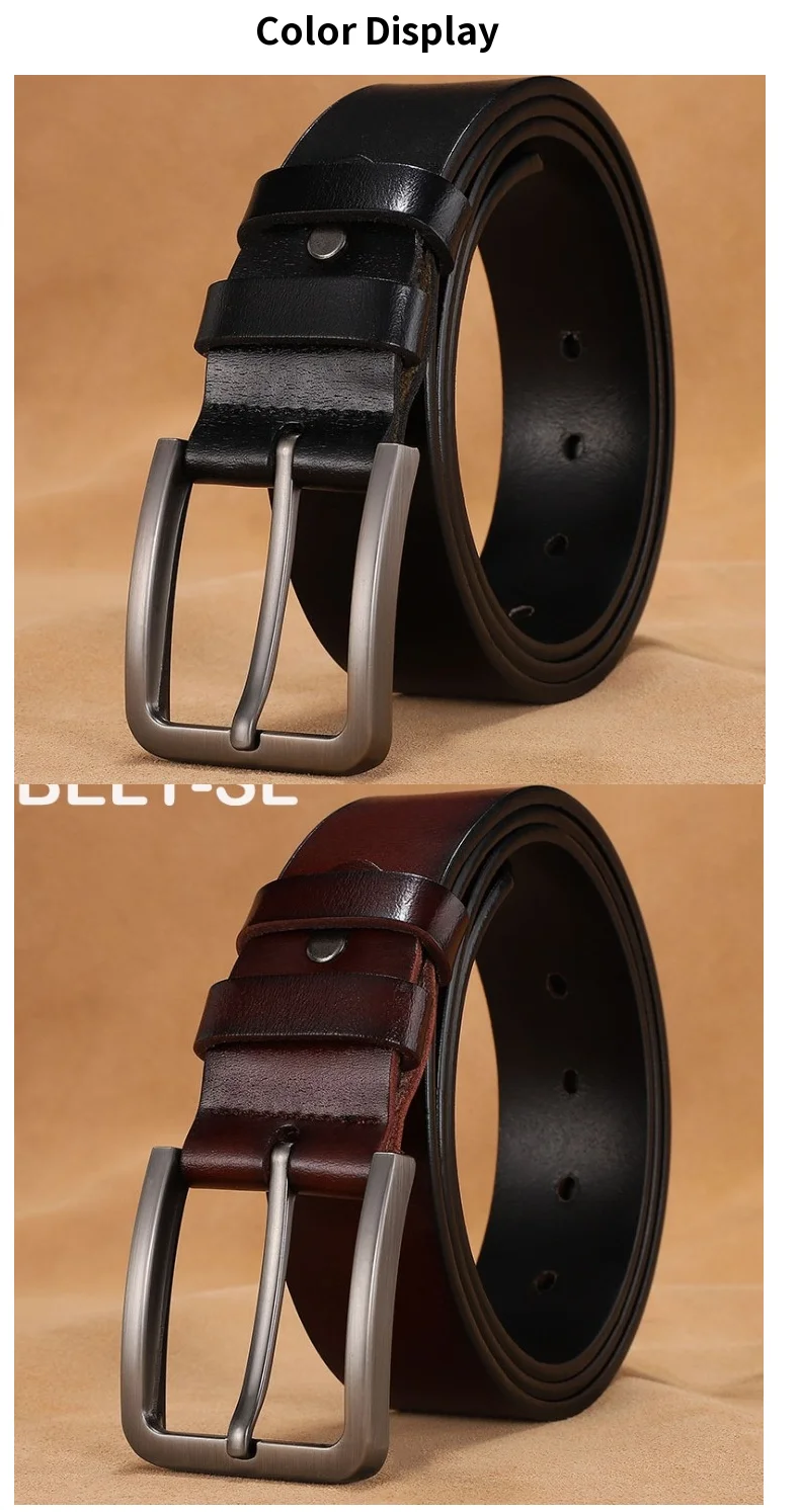 comfort click belt Men Top Layer Leather Casual High Quality Belt Vintage Design Pin Buckle Genuine Leather Belts For Men Original Cowhide Genuine mens brown leather belt