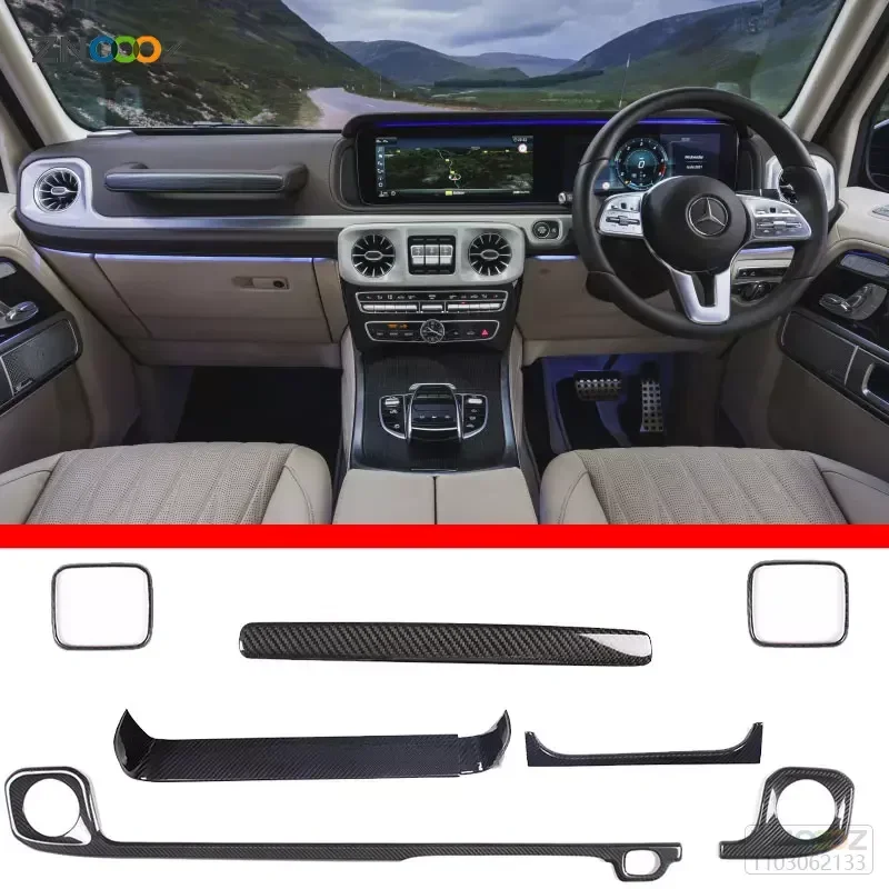 

Real Carbon Fiber Car Dashboard Panel Decorative Cover for Mercedes Benz G Class W461 W463 2019-2023 Interior Accessories RHD