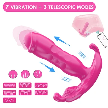 Wearable Butterfly Dildo Vibrator G Spot Telescopic Sex Toys for Women 10 Speeds Clitoris Stimulator APP Remote Control Panties 5