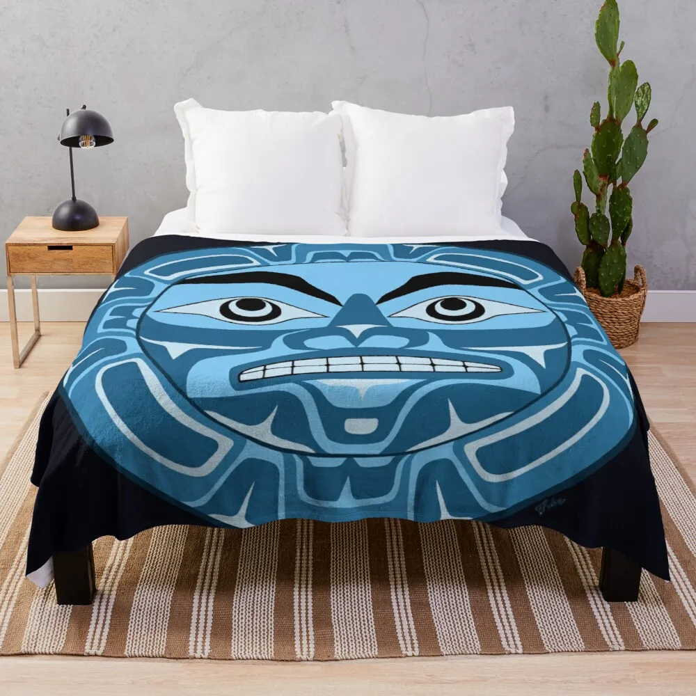 Haida influenced Blue Moon, PNWstyle Throw Blanket Fluffy Soft Blankets