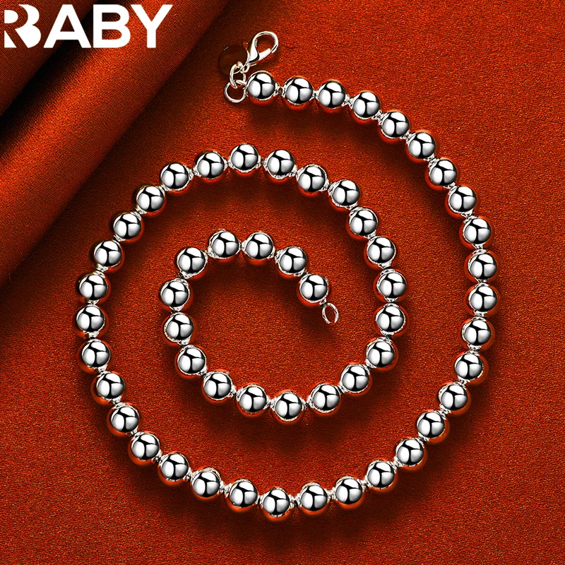 

Wholesale 925 Sterling Silver Charm 8mm Smooth Hollow Bead Ball Chain Necklaces For Women Man Wedding Fashion Jewelry Gifts