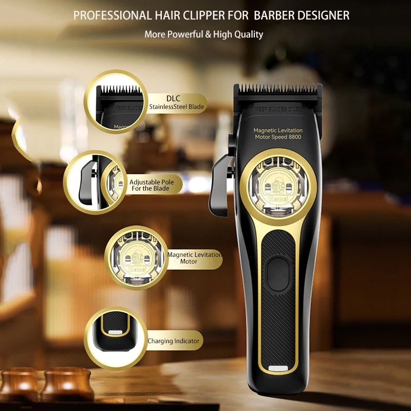 Hair trimmer Hair clipper Kemei KM-2373 Baber Professional Hair Clipper Hair Cutting Machine with Charging Base for Men Electric Trimmer Men Gift