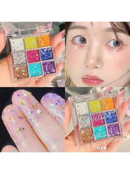 Heallor Glitter Gel for Eyes Hair Body Face Shimmer Diamond Eye Shadow Sequins Gel Cream Flashing Nail Stickers Festival Makeup - Thumbnail 8
