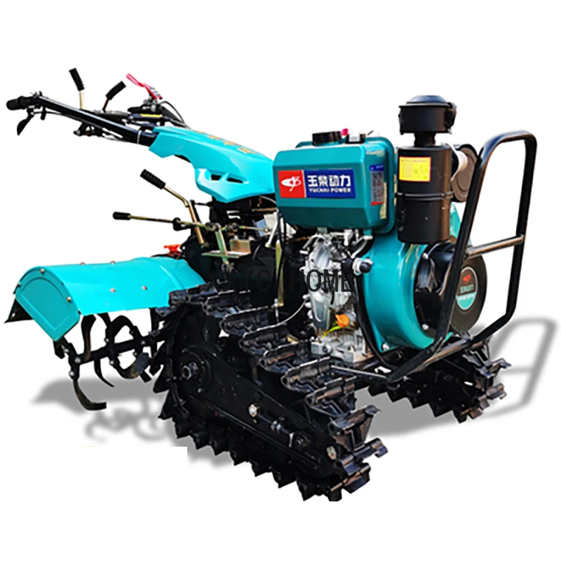 

wheel drive Micro-Tiller double-chain track crawler engine rotary cultivator ditching machine Walking