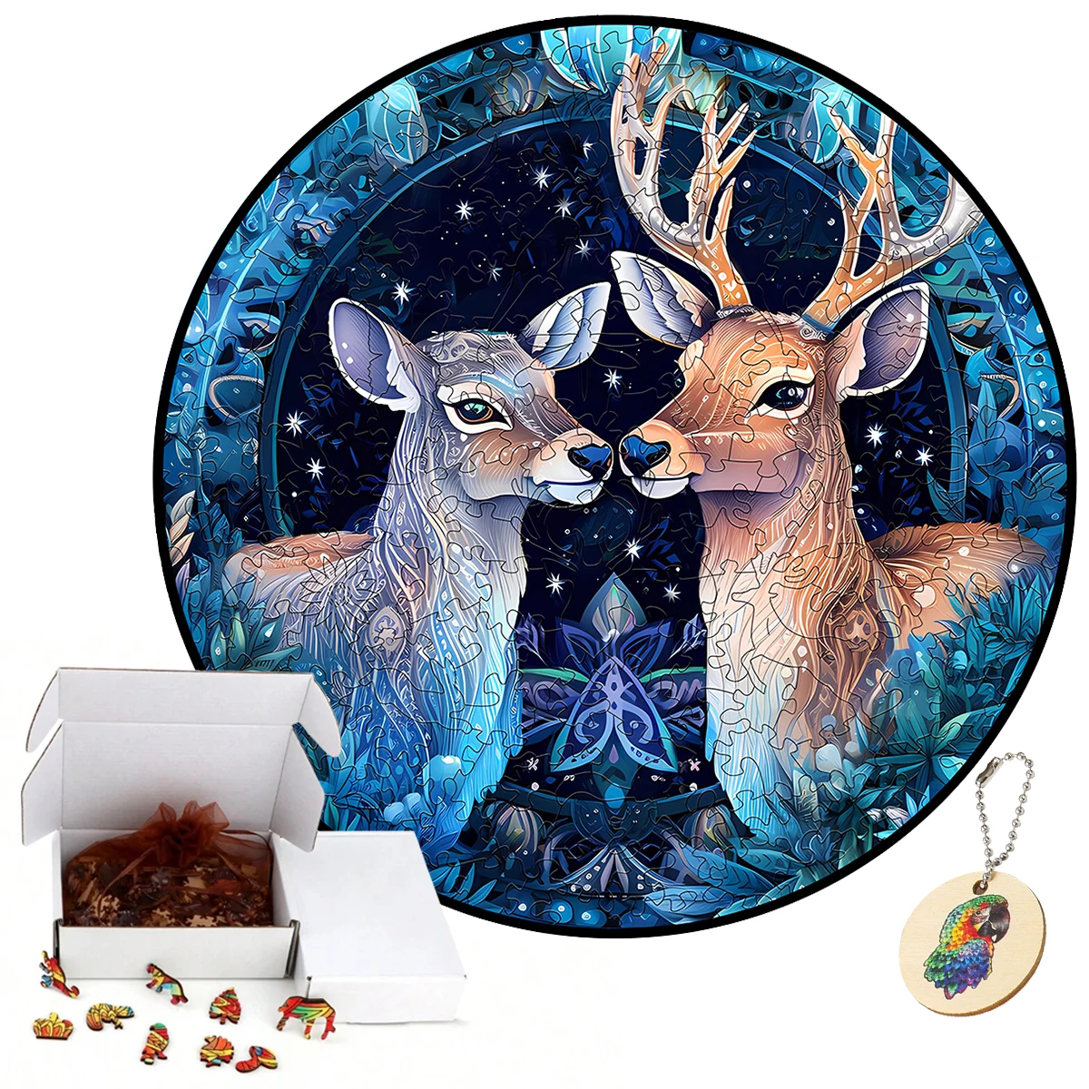 

Couple Elk Wooden Puzzle Adult Kids Jigsaw Puzzles Animal Puzzles Boutique Gift Box Packaging Children Christmas Gifts Toys