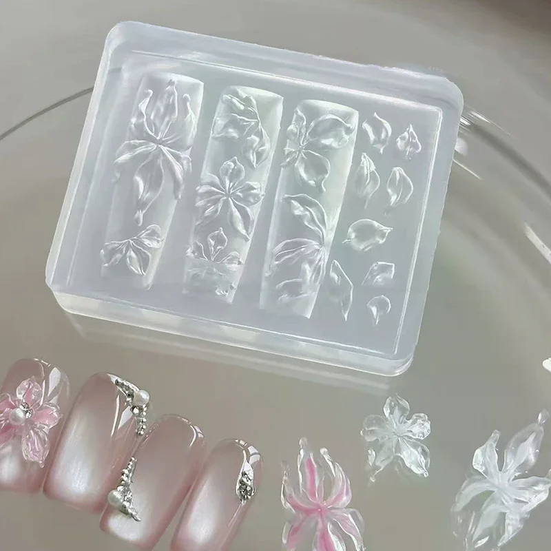 1개 백합 꽃 바다 조개 삼각형 산호 불가사리 3D 아크릴 네일 몰드 네일 장식 DIY 실리콘 매니큐어 몰드 네일 아트 몰드