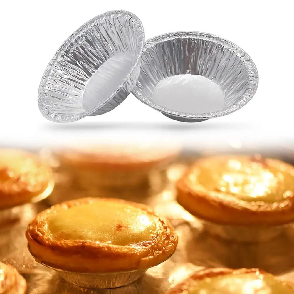 Disposable Baking Molds 100/200Pcs Egg Tart Molds Aluminum Foil Cupcake Mold Disposable Cake Cookie Mold Mini Pot Egg Tart Molds Baking Tray Tartlets