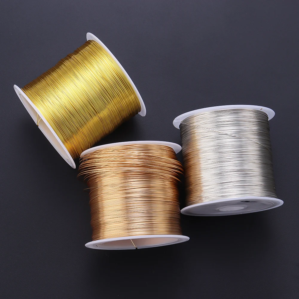 100mRollGoldSilverColorCopperWireforJewelryMakingDIYBracelet