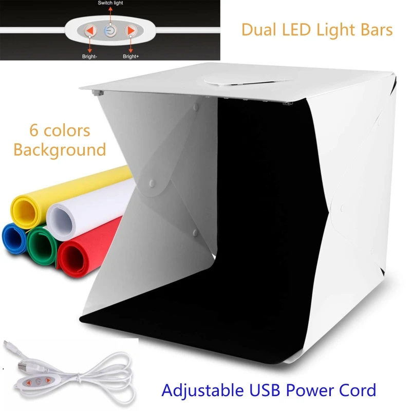 Folding Light Box 40cm Portable Photography Photo Studio Tent LED Softbox Background Kit USB Light Box For DSLR Camera