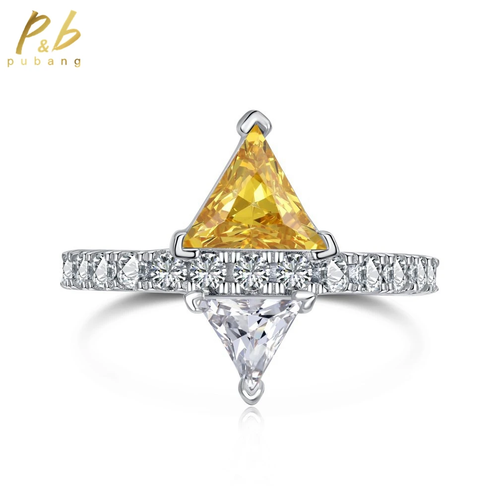 

PuBang for Women Anniversary Gift Fine Jewelry Solid 925 Sterling Silver Gemstone Created Moissanite Cocktail Ring Free Shipping