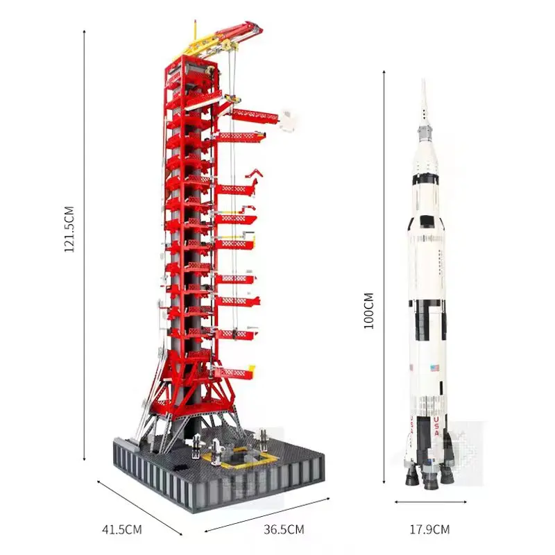 

031003 идеи, космический центр Apolloed Saturn V Launch пусковая пушистая башня Moc 21309, модель кирпичной кладки, модульный блок, игрушки для мальчиков, 3586 шт.