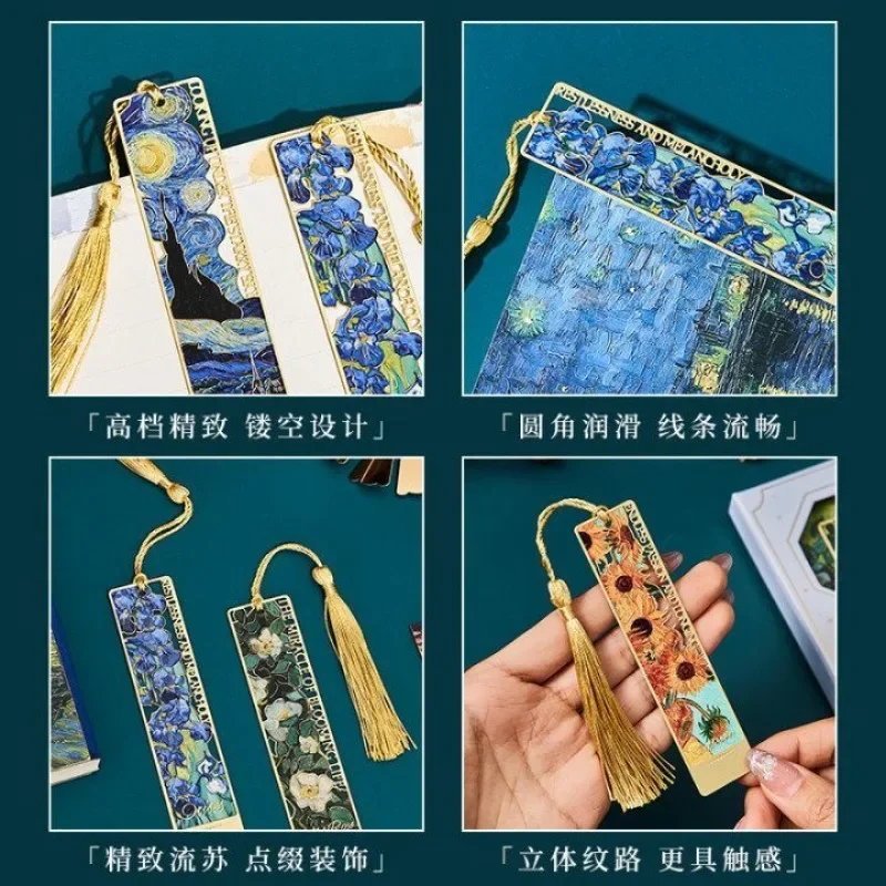 4 Marcapáginas De Metal Hueco Dorado – Van Gogh Pintura Al