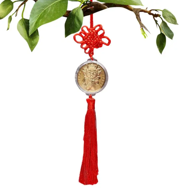 

Lunar New Year Decorations Gold Mascot Coin Feng Shui Decorations 2024 Year Of Dragon Zodiac Dragon Good Fortune Tassel Car Hung