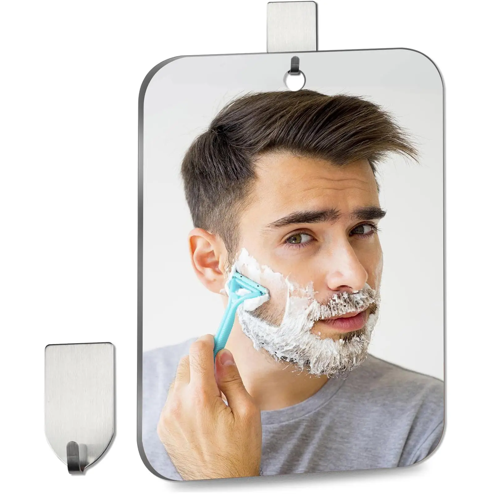 1pcs Acrylic Mirror With Wall Suction Shower Mirror For Man Shaving Women Makeup Portable Travel Bathroom Accessories makeup mirror,acrylic mirror,bathroom mirror,shower mirror