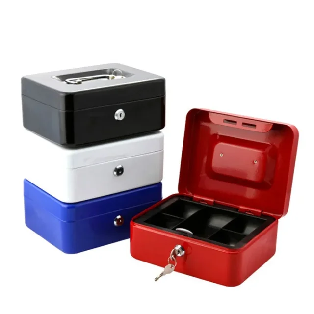 Portable Durable Metal Money Box Cash Box with Lock Security Lock Lockable Safe Small Fit for House Decoration 3 Size 5
