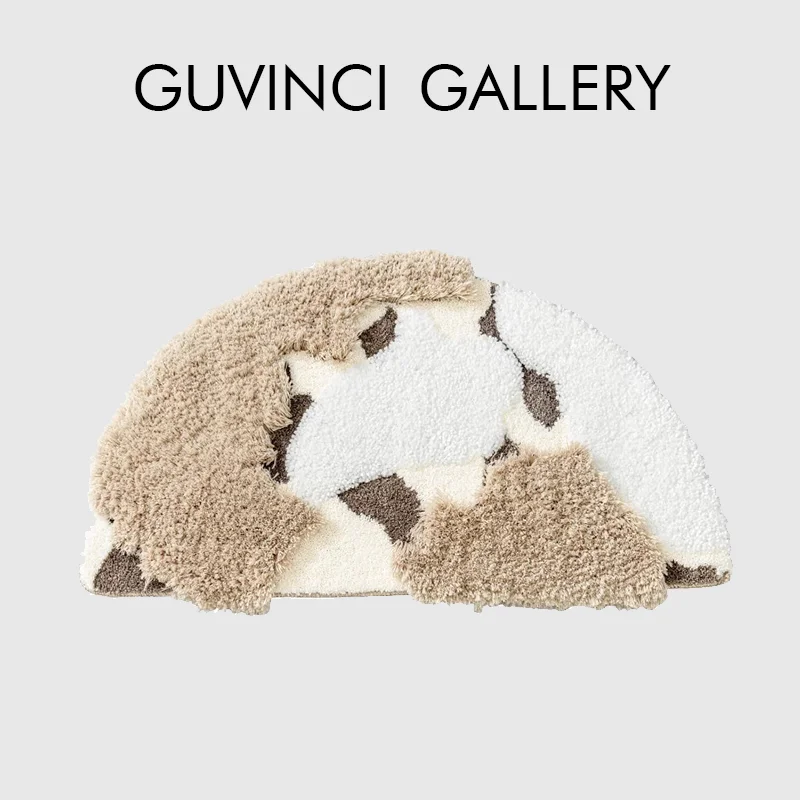 

GUVINCI Скандинавский дизайн, нескользящий коврик для ванной комнаты, роскошные ворсовые покрытия ручной работы, полукруглая напольная ковровая дорожка 50x90 см, бесплатная доставка