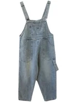 Retro Denim Overalls Women's Korean Sle High Waist Slimming Casual Bib Overalls Trendy Nine-Piece Jeans Casual Loose Fit - Image 5