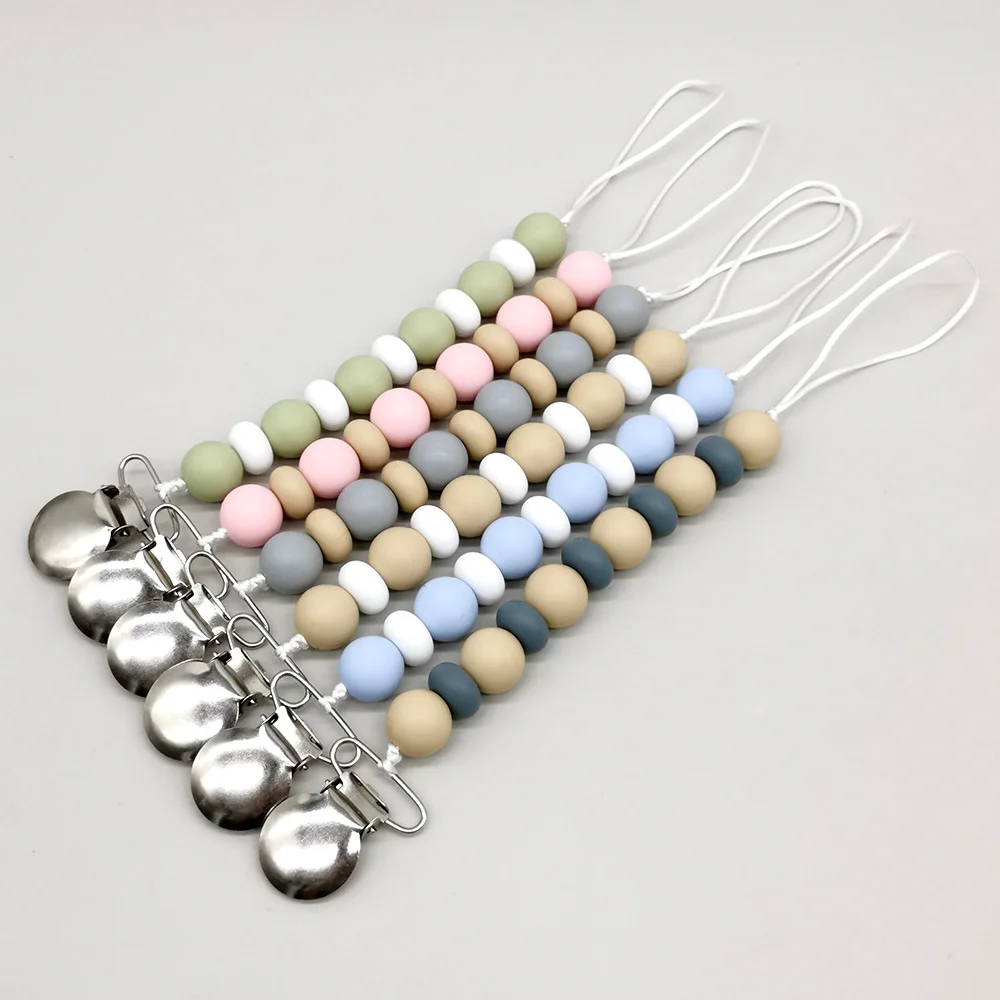Minimalist Silicone Beads Baby Pacifier Clip, BPA-Free Infant Pacifier Holder Leash, Dummy Chain for Newborns Toddlers