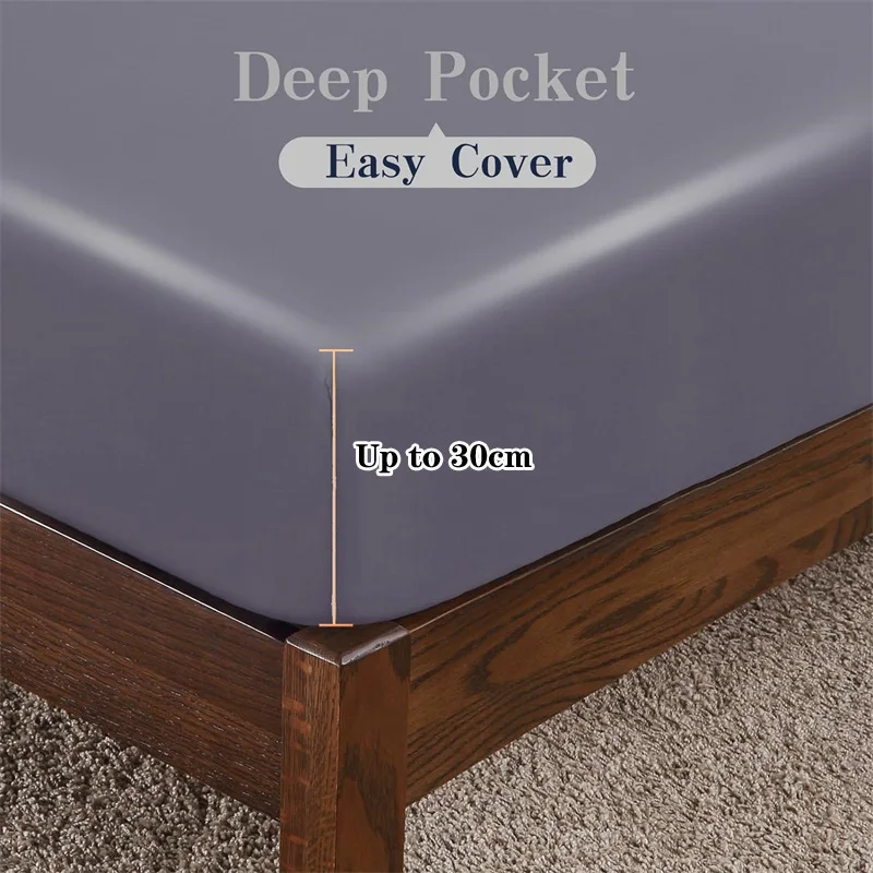 Organic Bamboo Bed Fitted Sheet Solid Color Silky Bed Cover Luxury Mattress Cover with Rubber Band Double Queen Size Customized 4